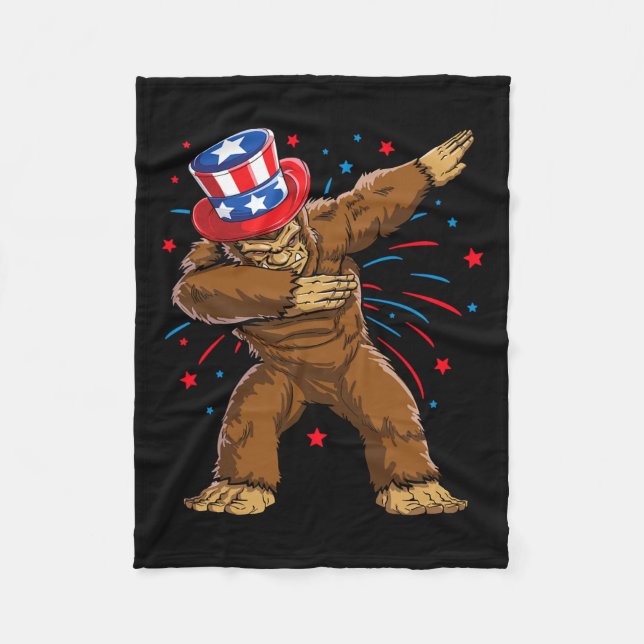 Couverture Polaire Chemises Bigfoot 4 juillet Sasquatch Drapeau Améri (Devant)