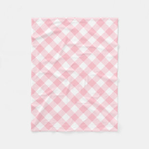 Couverture Polaire Chèques En vichy diagonales roses et blanches de g