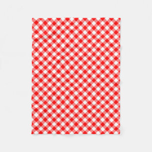 Couverture Polaire Chèques En vichy diagonales rouges et blanches de