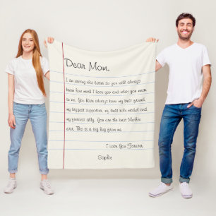 Couverture Polaire Chère maman Lettre Carnet Meilleure maman Fête des