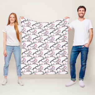 Couverture Polaire Cherry Blossom rose japonais Sakura Kawaii Fleece