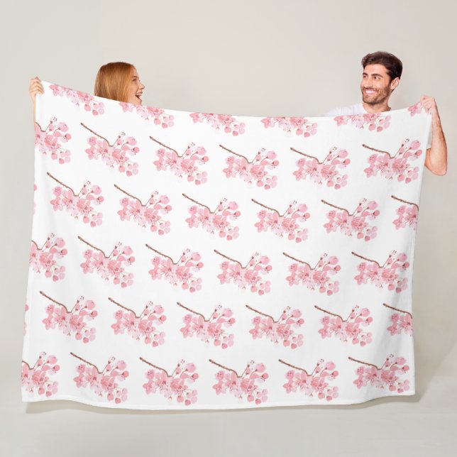 Couverture Polaire Cherry Blossom rose japonais Sakura Kawaii Fleece (En situation)