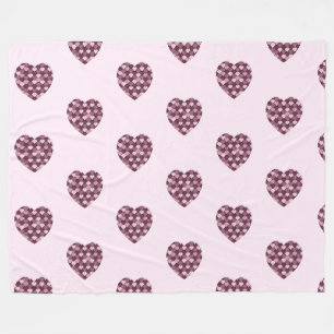 Couverture Polaire Cherry Carré rose et coeur diamant