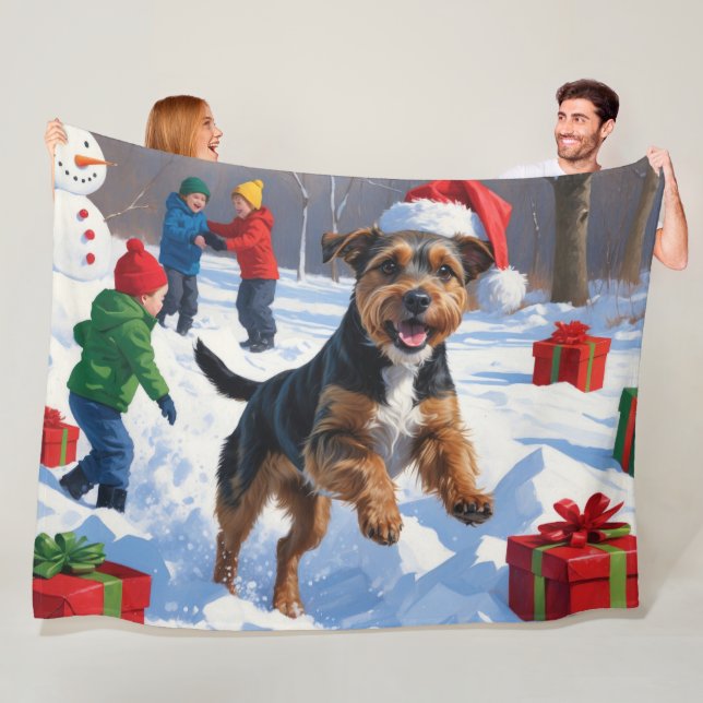Couverture Polaire Chesapeake Bay Retriever Neige avec Casquette de N (En situation)
