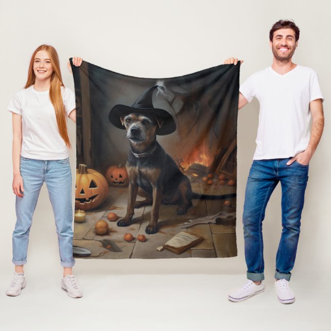 Couverture Polaire Chesapeake Bay Terrier Citrouille Halloween effray (En situation)