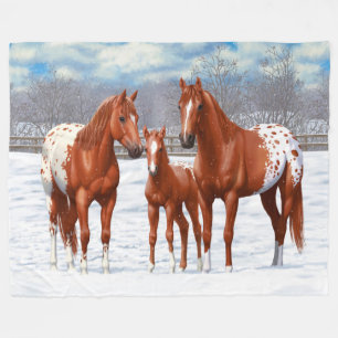 Couverture Polaire Chestnut Appaloosa Sorrel Quarter Chevaux en Neige