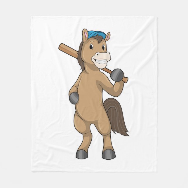 Couverture Polaire Cheval au baseball avec batte de baseball (Devant)