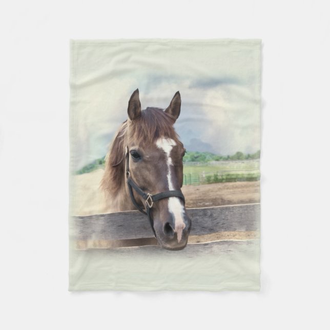 Couverture Polaire Cheval Brown avec le licou (Devant)