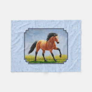 Couverture Polaire Cheval Buckskin courant bleu clair
