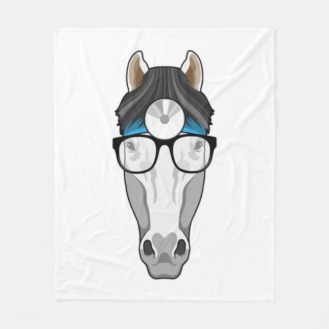 Couverture Polaire Cheval comme docteur avec lunettes (Devant)