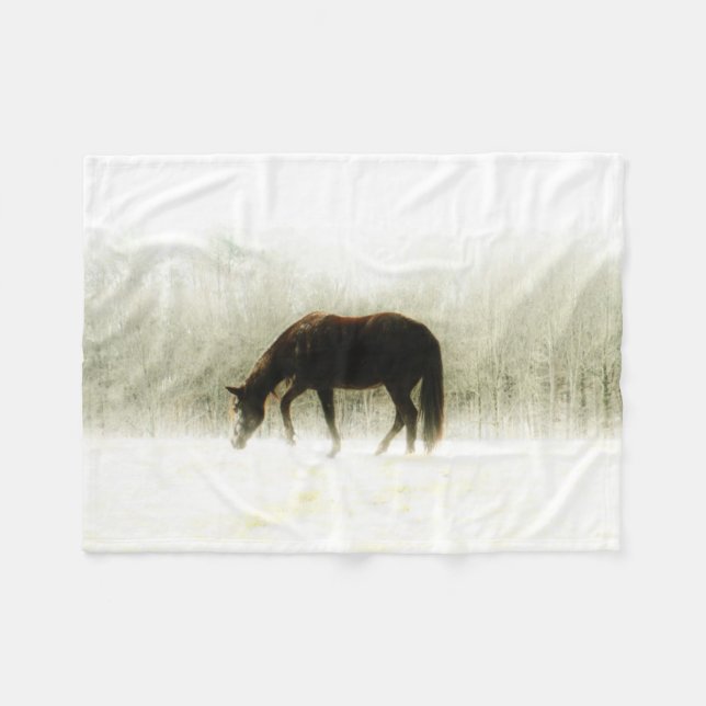 Couverture Polaire cheval dans la brume (Devant (Horizontal))