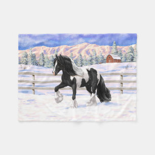 Couverture Polaire Cheval d'attelage de la bandelette tzigane noire d