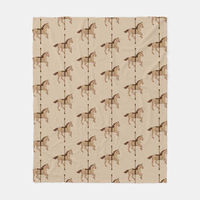 Couverture Polaire Cheval de carrousel - Chocolat Brown et Tan (Devant)