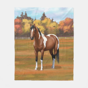 Couverture Polaire Cheval de peinture de Pinto Bay Brown dans les pât