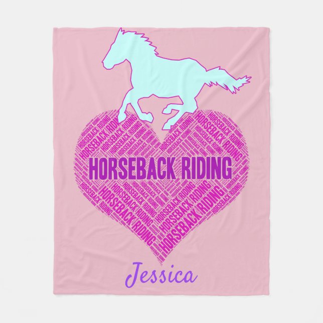 Couverture Polaire Cheval équitation Coeur avec Pony sauvage (Devant)