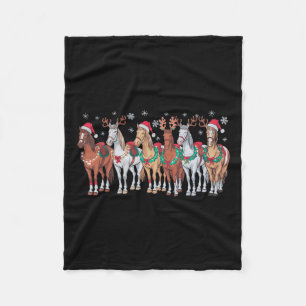 Couverture Polaire Cheval équitation Santa Chapeau Lumières de Noël A