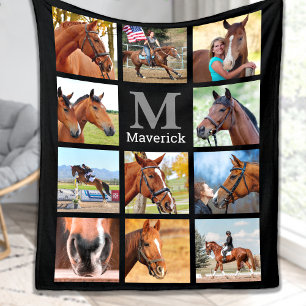 Couverture Polaire Cheval Lover Personnalisé Monogramme 11 Photo Coll