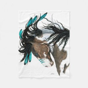 Couverture Polaire Cheval majestueux de Pinto de turquoise par Bihrle