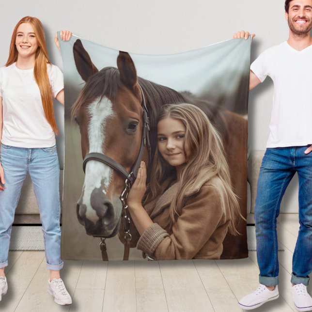 Couverture Polaire Cheval Personnalisé Fleece Blanket Idées cadeaux f (Créateur téléchargé)