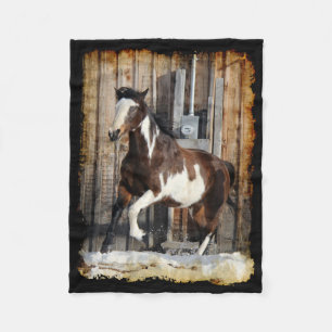 Couverture Polaire Cheval Pinto En Course