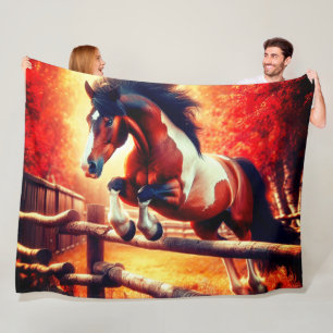 Couverture Polaire Cheval sauteur
