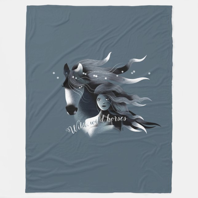 Couverture Polaire Cheval sauvage et une fille (Devant)