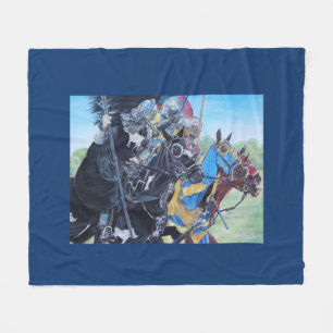Couverture Polaire chevaliers médiévaux jouant à cheval art histor