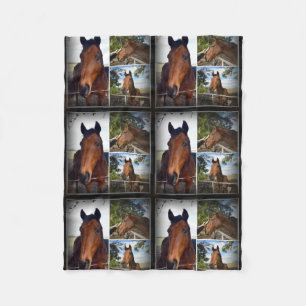 Couverture Polaire Chevaux Brown Dans Un Collage Photo.