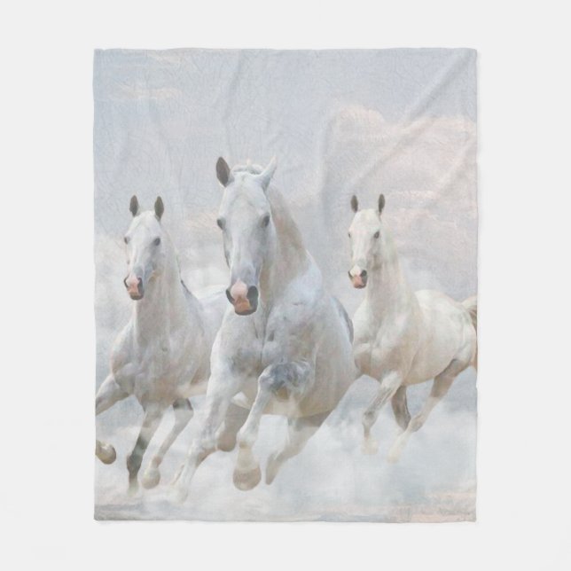 Couverture Polaire Chevaux dans les nuages (Devant)