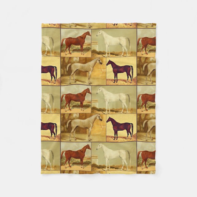 Couverture Polaire Chevaux d'Arabie vintage - collage (Devant)