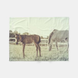 Couverture Polaire Chevaux de jument et de poulain Animaux Petite cou