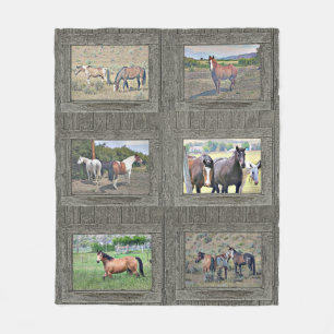 Couverture Polaire Chevaux en bois de fenêtre