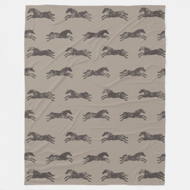 Couverture Polaire Chevaux équestres classiques Masculine noir et bro (Devant)