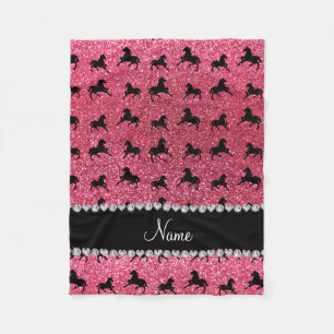 Couverture Polaire Chevaux roses fuchsia nommés personnalisés de