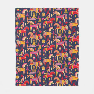 Couverture Polaire Chevaux scandinaves motif design transparent. Déc