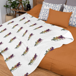 Couverture Polaire Chevaux traversant le blanc