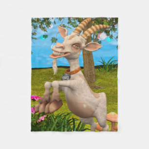 Couverture Polaire Chèvre de dessin animé drôle Art d'animal de jardi