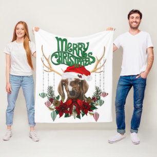 Couverture Polaire Chèvre de Noël mignonne avec Antlers et Wreath