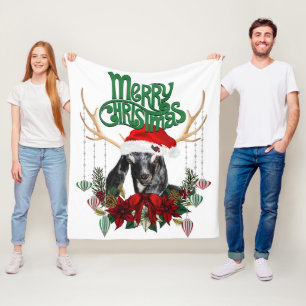 Couverture Polaire Chèvre nubienne de Noël mignonne avec Antlers et W