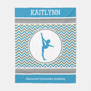 Couverture Polaire Chevron bleu/gris barre la gymnastique avec le