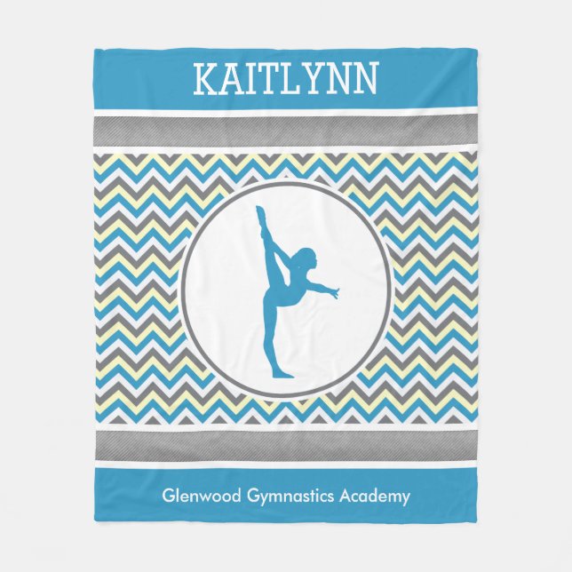 Couverture Polaire Chevron bleu/gris barre la gymnastique avec le (Devant)