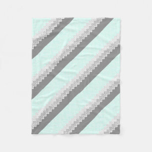 Couverture Polaire chevron gris turquoise