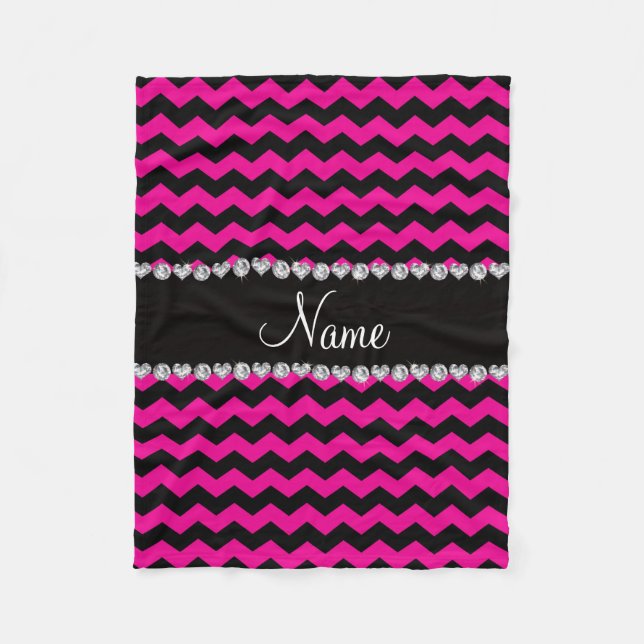 Couverture Polaire Chevrons au néon noirs nommés personnalisés de (Devant)