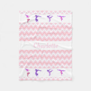 Couverture Polaire Chevrons roses nommés personnalisés par filles d