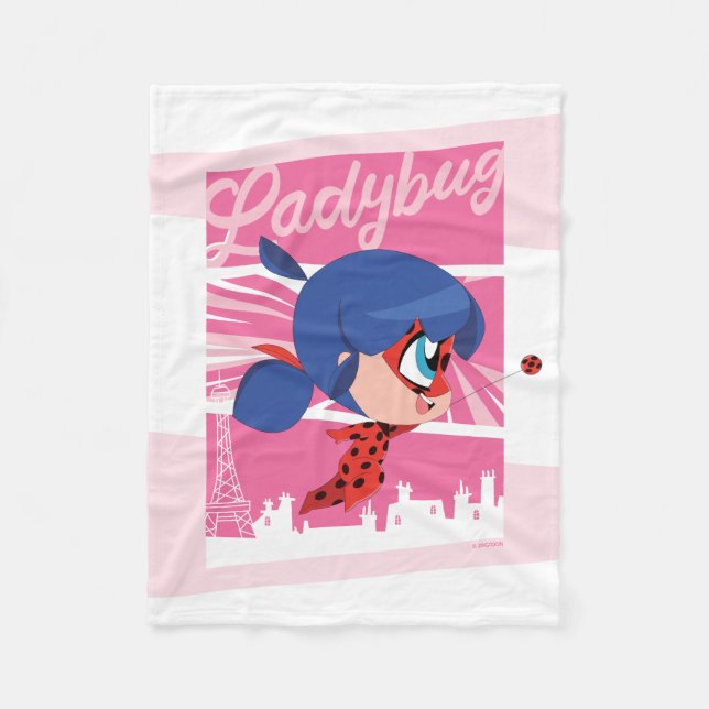 Couverture Polaire Chibi Ladybug à Paris (Devant)