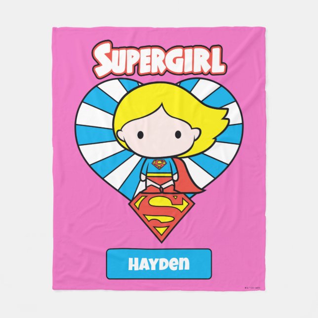 Couverture Polaire Chibi Supergirl Starburst Coeur et logo (Devant)