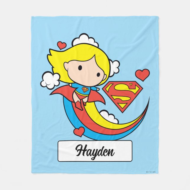 Couverture Polaire Chibi Supergirl volant arc-en-ciel (Devant)