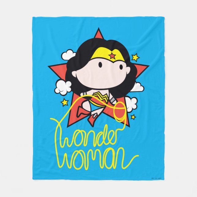 Couverture Polaire Chibi Wonder Woman Voler Avec Lasso (Devant)