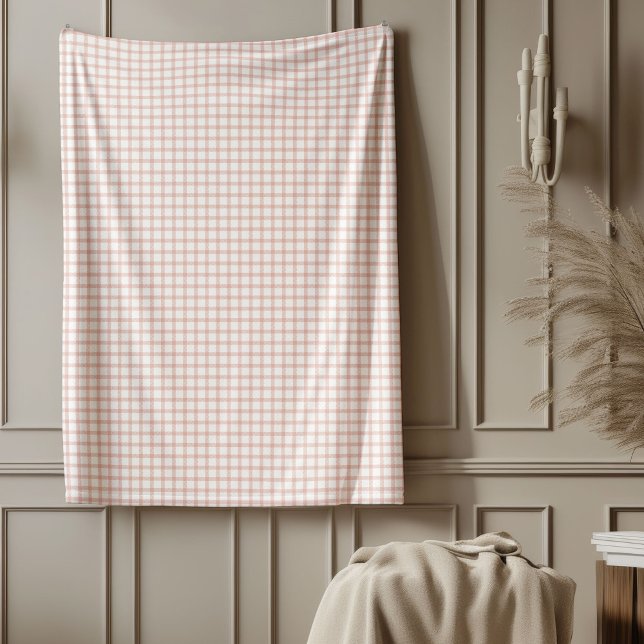 Couverture Polaire Chic À damiers Rose or polaire  (Chic Checkered Rose Gold Fleece Blanket)