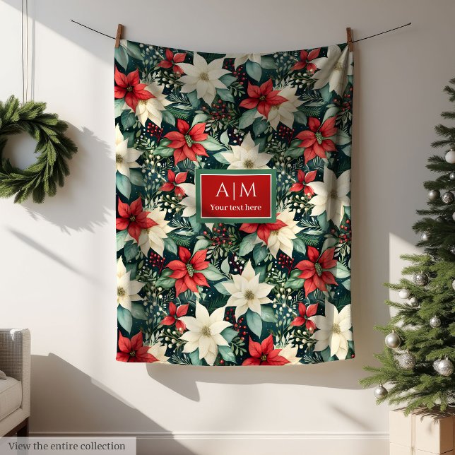 Couverture Polaire Chic aquarelle joyeux Noël couleur muette floral (Chic watercolor merry Christmas muted color floral Fleece Blanket)